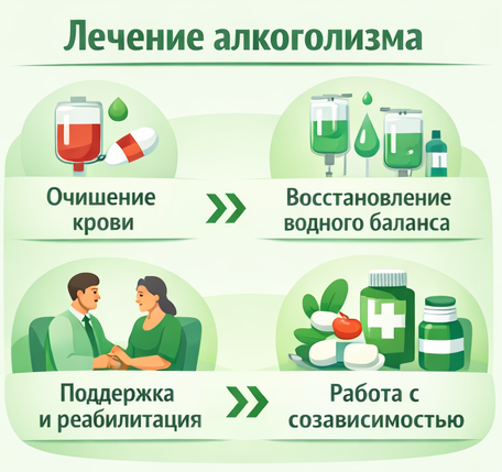 лечение алкоголизма в Миньяре этапы